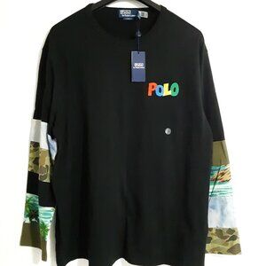 Men's POLO Printed Long  Sleeved Shirt, Sz, XL